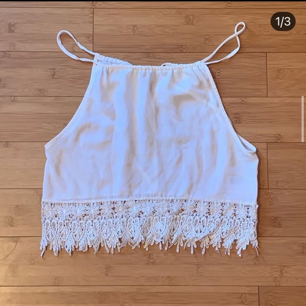 White lace crop top